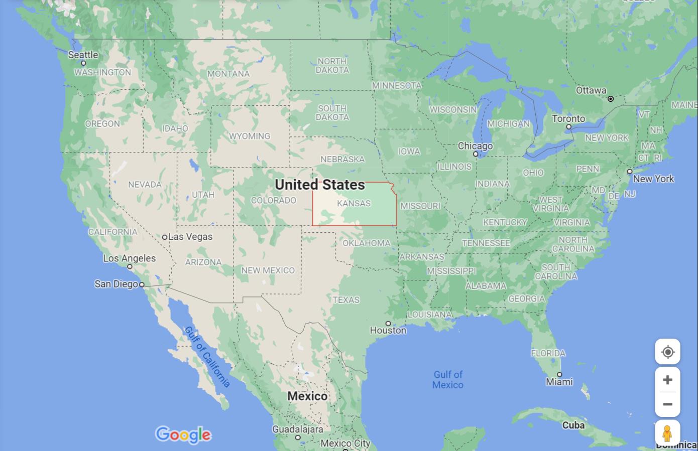 堪萨斯州地处美国中部 Kansas is in the center area of USA